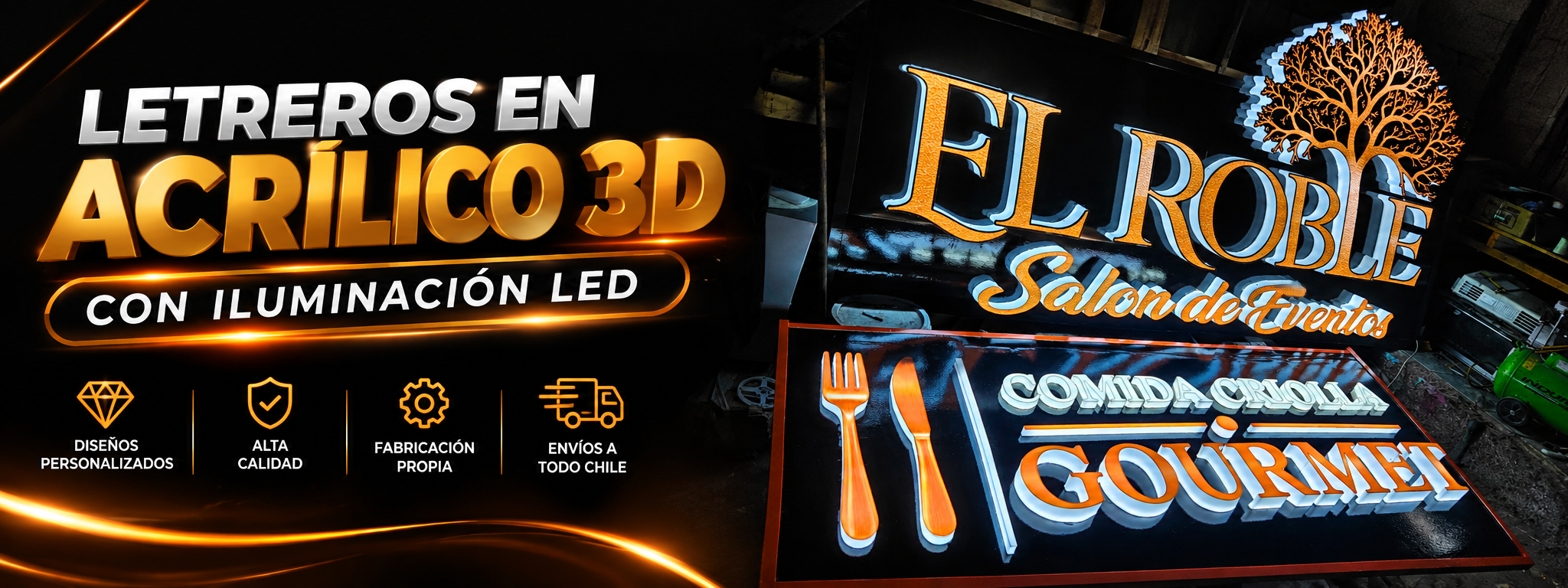 Letreros en acrílico 3D con iluminación LED — Letreros Seas